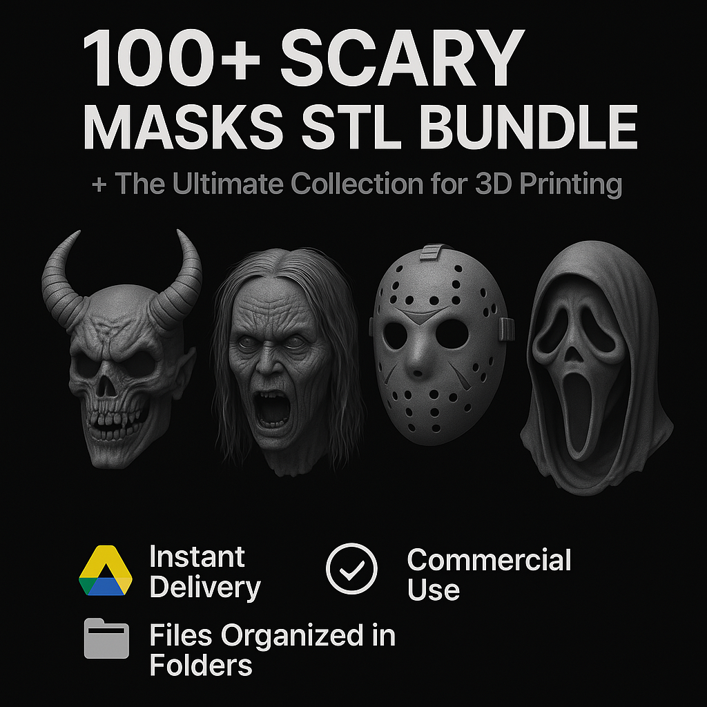 100+ Scary Masks STL Bundle